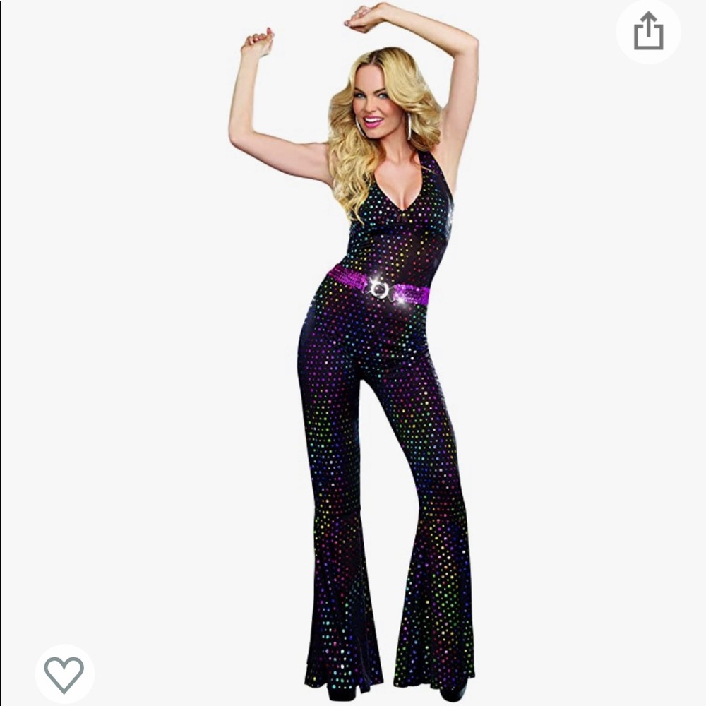 Womens 70s Disco Costume Jumpsuit